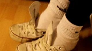 Watch my perfect sweaty white tennis socks in my worn out Converse Chucks!