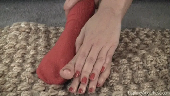 * 854x480p * Red Thigh High Knit Sock Tease, Pt 2