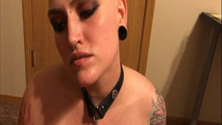 Collared Bald Submissive Sucks You Off