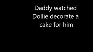 Step-Daddy watches BBW Dollie decorate his cake