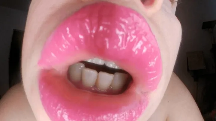 Pink glossy lips