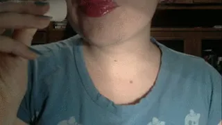 Covered my beautiful big lips by lipgloss and eat few marshmellows part 1