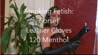 Smoking Fetish Corset Leather Gloves 120