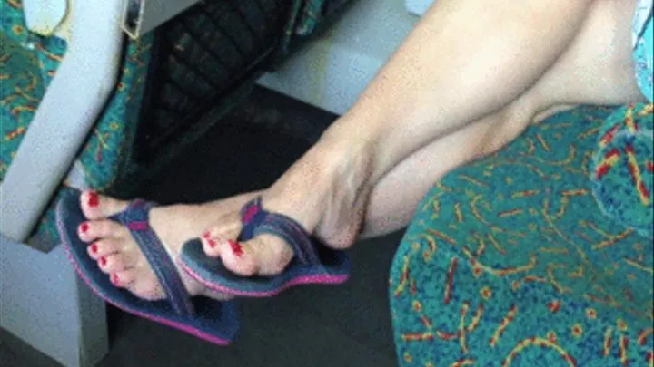 Foot play and teasing in the train