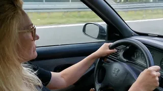 extreme fast driving in flip flips and bare foot