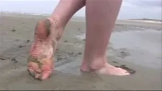 Bare beach feet