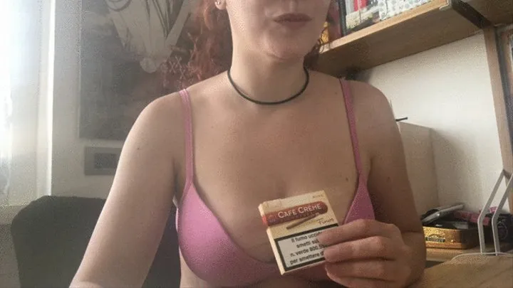 Cigarillo and pink bra