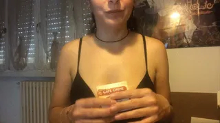 Smoking cigarillo in black bra