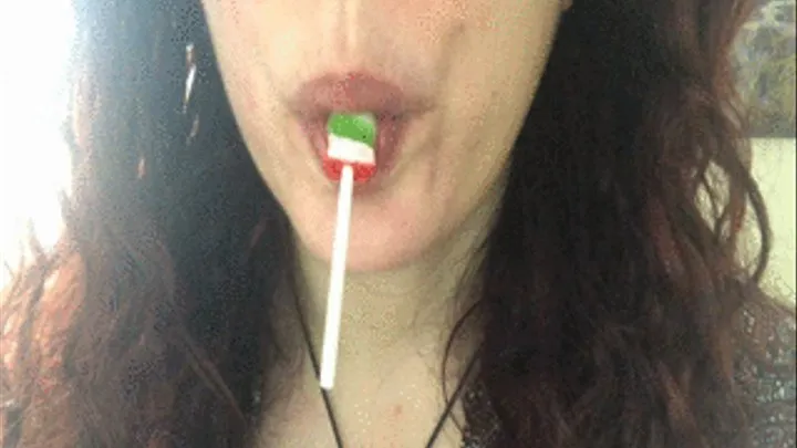 Lick and crunch a long lollipop