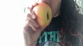 Eating pink lady apple