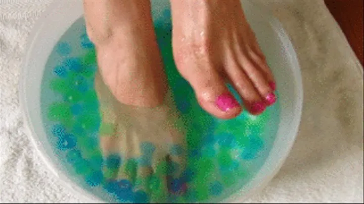 Bath beads and beautiful long toes in