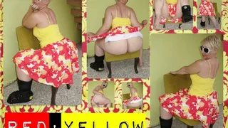 red+yellow upskirt dress