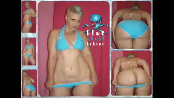 [blue SKULL bikini with cameltoe & BUTThole]