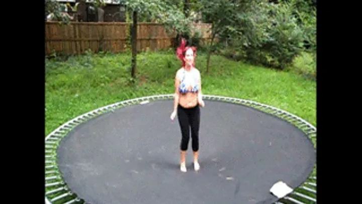 Magenta Jumps on Trampoline