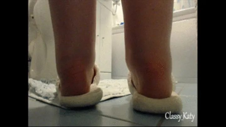 Katy's slippers - Spying from under the door!