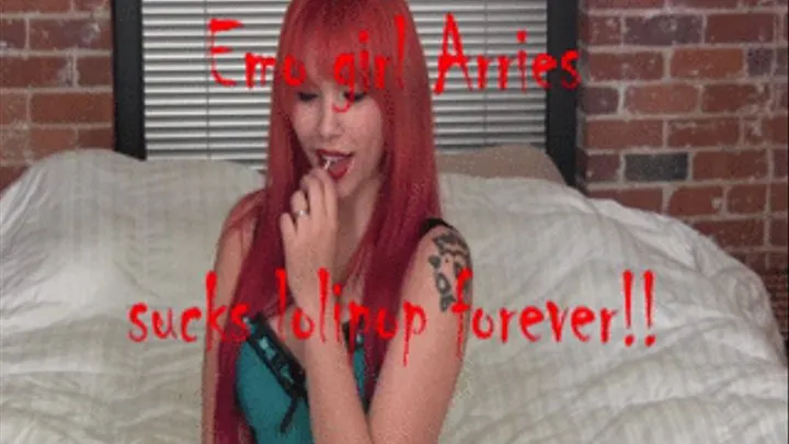 Emo girl Arries sucks this lolipop