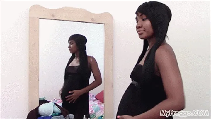 Admiring Her Body Interrupted by Contractions!