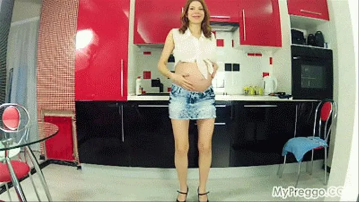 Pregnant Stripping in the Kitchen