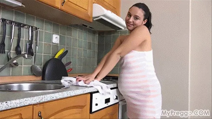 Alyssa Has Fun with Milk and Her Pussy in the Kitchen!