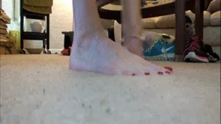 Violet's big feet and soles tease you on the floor with foot jewelry