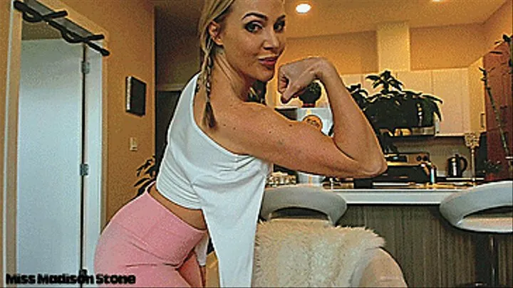 Muscle Tease, boob flex, see through yoga pants