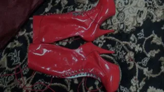 Mistress Raven Shows Off Her Red Pantent Leather Boots Part 1