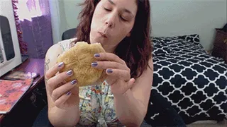 Eating and Pigging out on a Big Fat Cheeseburger