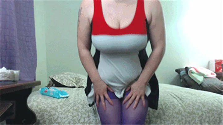 Tight Purple Pantyhose on Curvy Thick Milf Lana