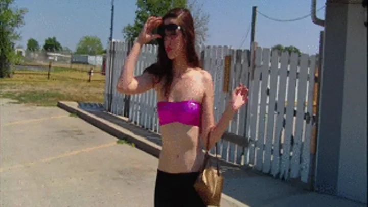 Sweet brunette waiting for her customers