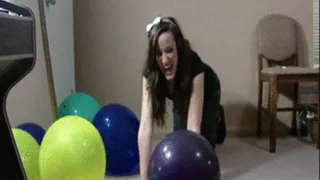Brunette slut popping balloons with her ass