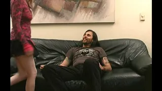 Amateur Goth Slut Samara Jerks Off Hippie on Her Couch