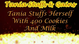 Clip #128b - Tania Stuffs Herself With 400 Cookies & Milk