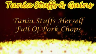 Clip #134b - Tania has a HUGE pork chops, sausage and sauerkraut stuffing