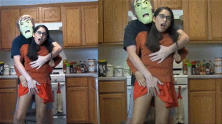 eRica captures the “Creeper” while dressed as Velma trying to TP her house. He breaks free and gropes her!