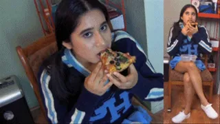 Cheerleader eRica eats cum on her pizza for calling the pizza guy a loser