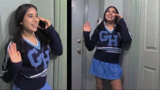 Cheerleader eRica deep throats cock and gets face fucked for calling the pizza guy a loser