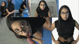 Slave eRica sucks a cock till she gets blasted with cum in her tight sweater dress!
