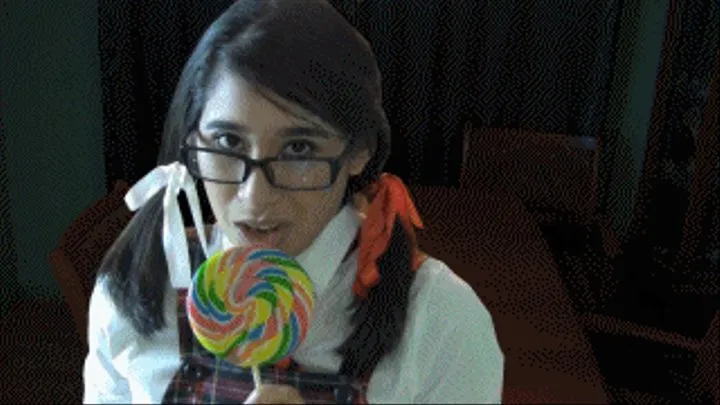 Candy Cunt girl eRica licks a lollipop, a cock, and then gets a facial!!