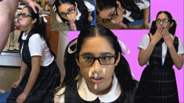 Schoolgirl eRica gets caught with a dildo and used condoms Sucks dick and gets blasted with cum as punishment