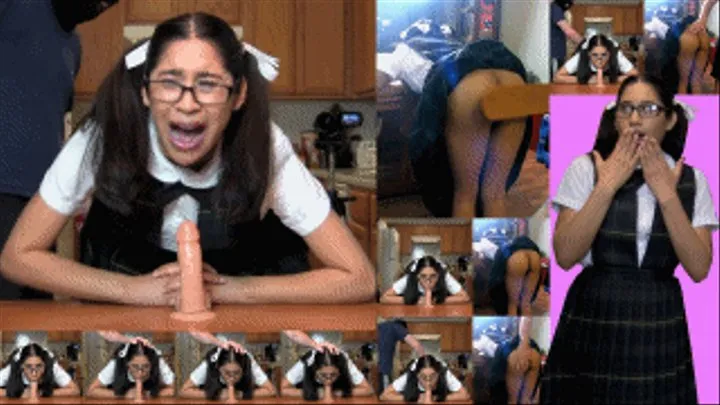 Schoolgirl eRica must suck dildo while being spanked and paddled