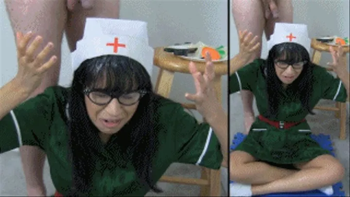 Nurse eRica sucks cock, takes a nasty facial, and then gets a condom Bukkake!!