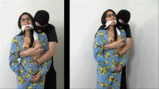 Cuffed and gagged eRica gets groped in her onesie