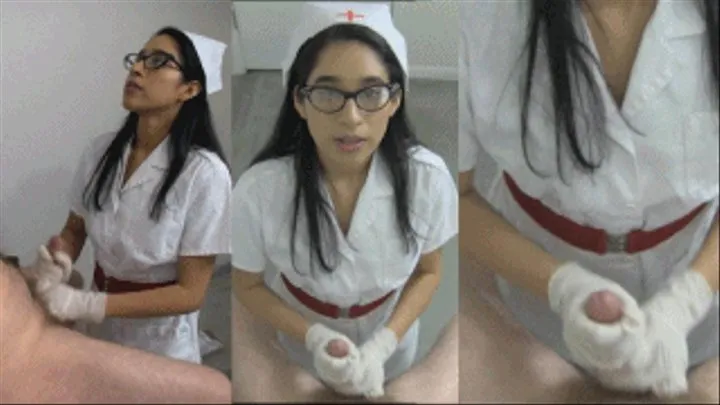 Head nurse eRica milks her patient using her latex gloves! Multiview video.