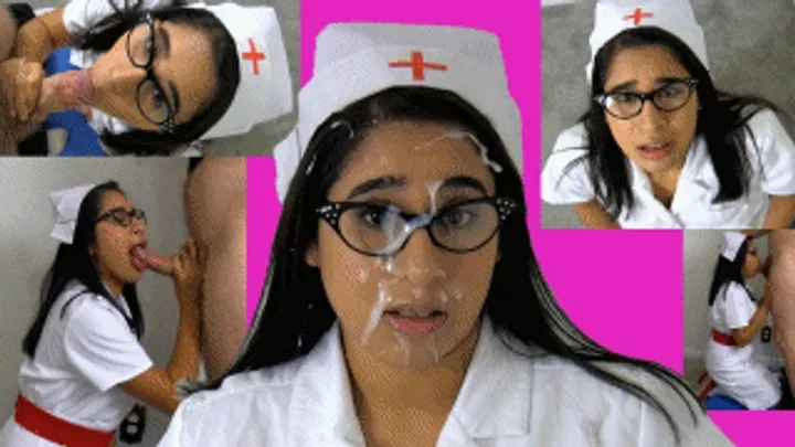 Head Nurse eRica throat fucks a cock & gets blasted with cum! EPIC facial!