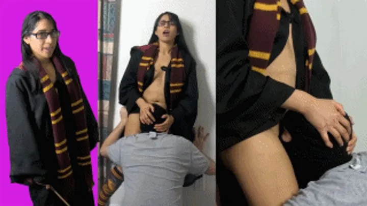 Hogwarts witch bitch eRica summons a man to play with! He has been summonded to eat out her cunt!