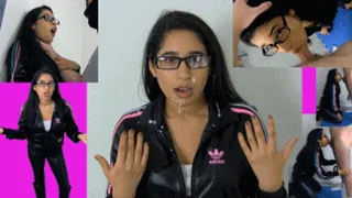 Adidas bitch eRica gets throat fucked & get blasted in the face with cum for being a total bitch