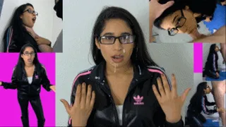 Adidas bitch eRica gets throat fucked and get blasted in the face with cum for being a total bitch