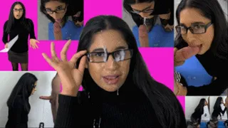 Secretary eRica throats a cock and gets cum all over her face and turtleneck!