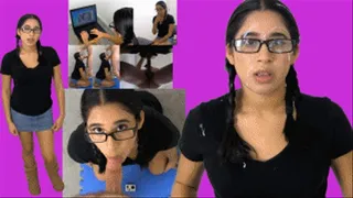 Geek girl eRica finds your bukkake video collection and must suck your cock and take a facial as punishment for snooping!