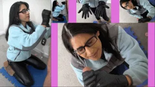 eRica is upset at the cost of a lift ticket She jerks him off using her leather gloves for a discount!